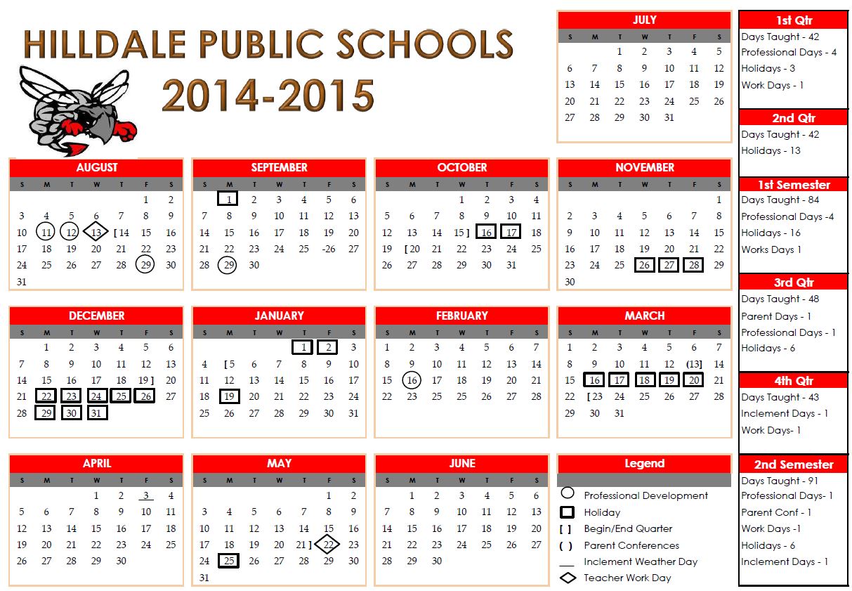 Hilldale Public Schools 14 15 School Calendar